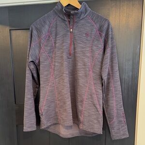 Gray and Pink Quarter-Zip Pullover